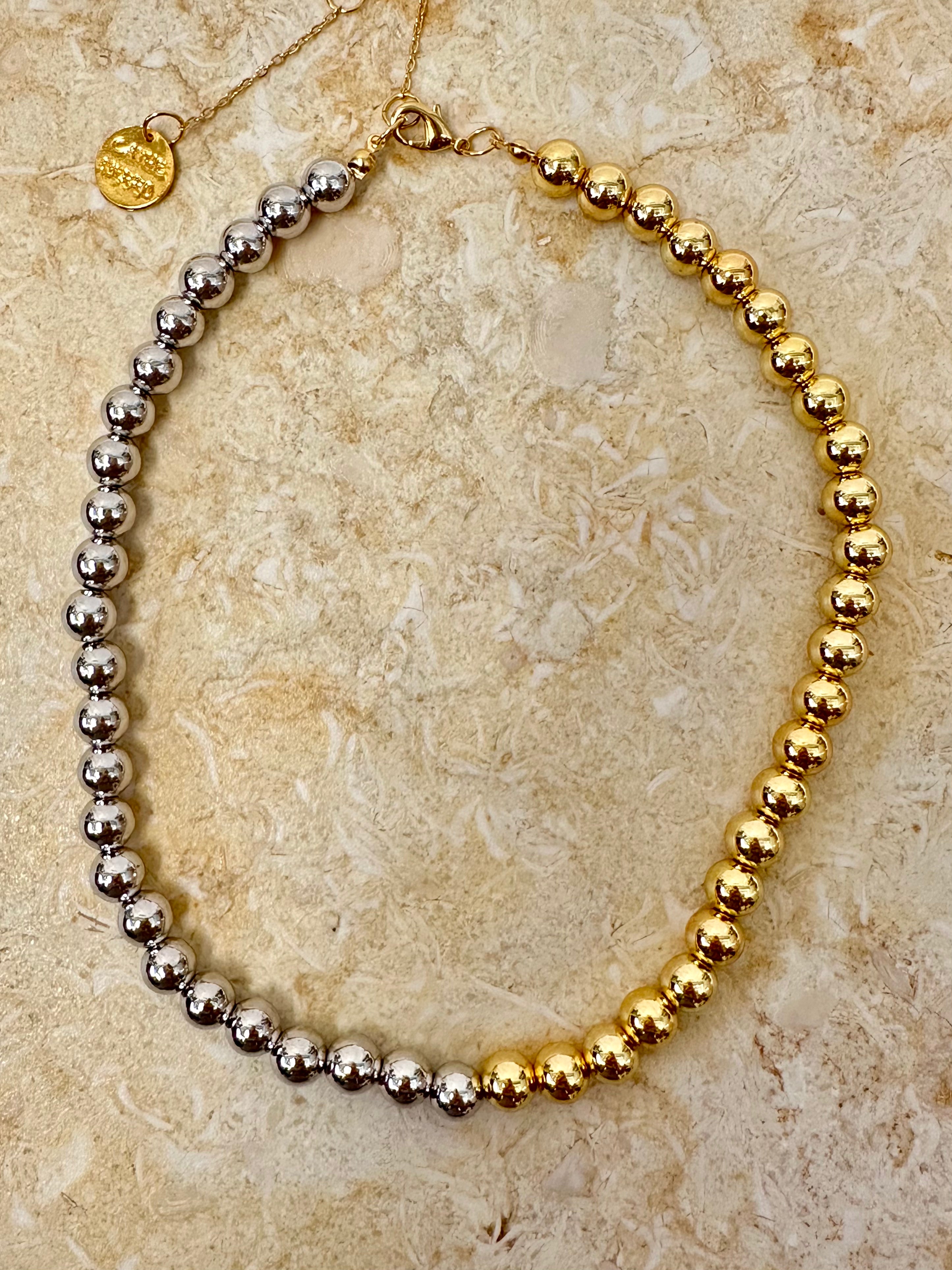 Choker Balin dorado y plateado
