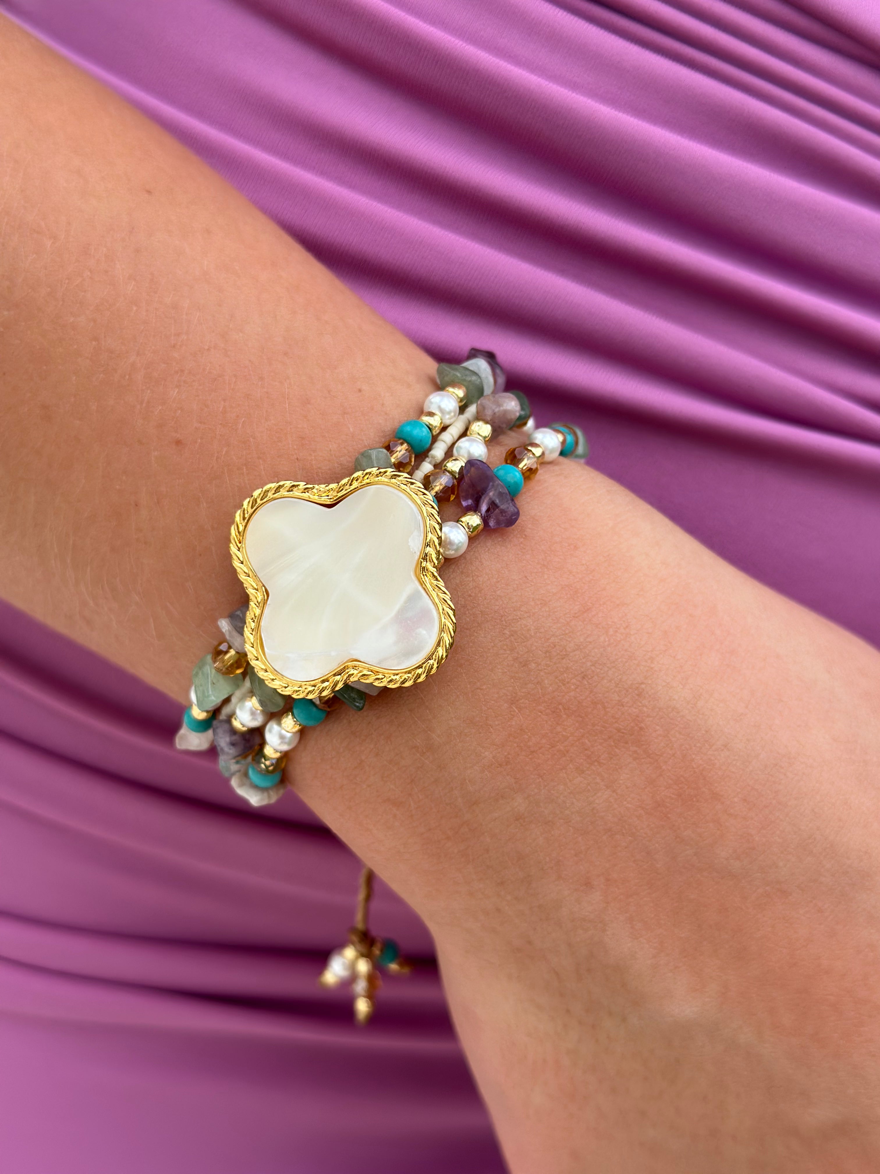 Brazalete trébol de Nácar (elige color)
