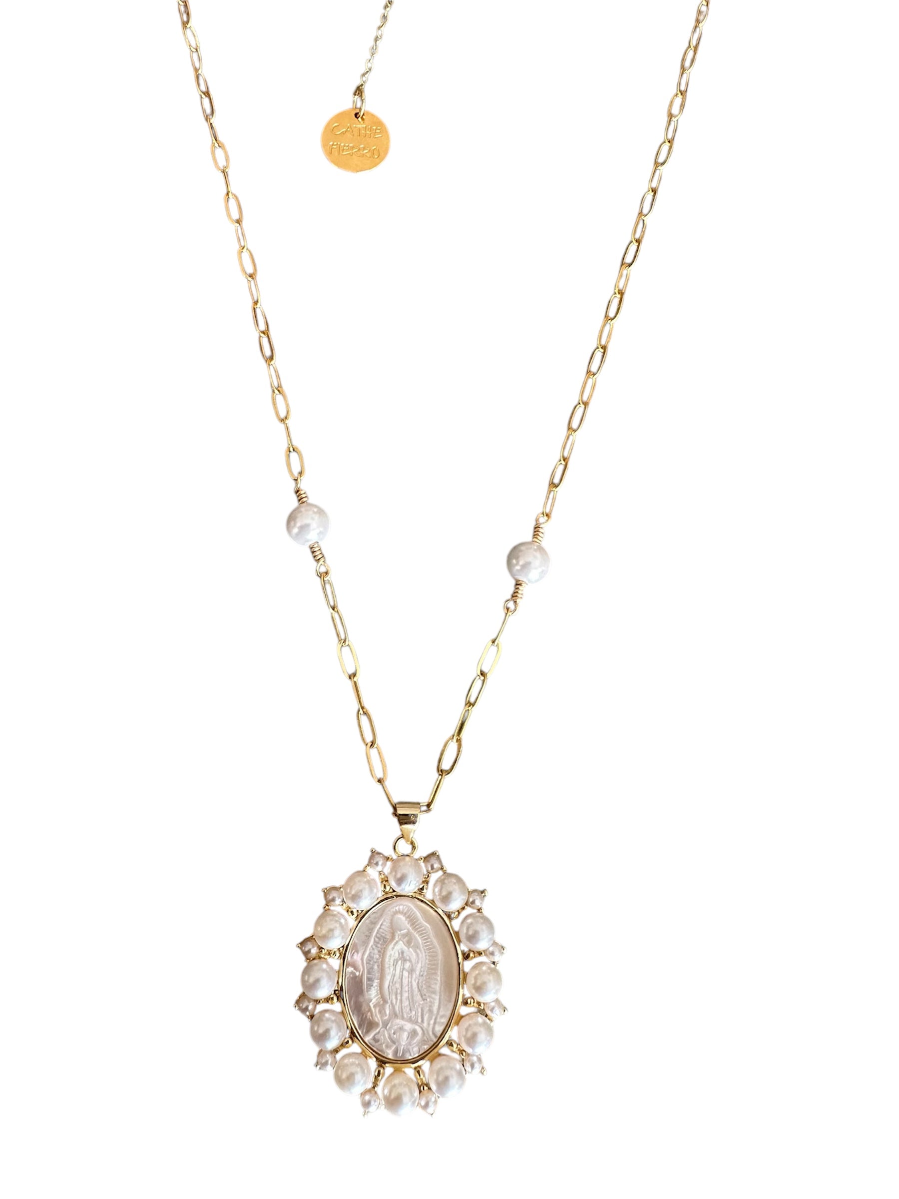 Cadena Virgen de Guadalupe Perlas