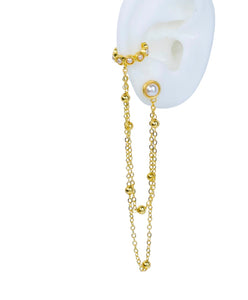 Earcuff perlas y Cadena  y topo
