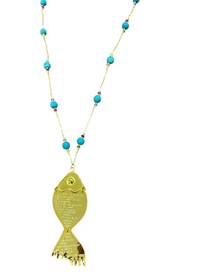 Cadena maxi de PEZ con poema ágatas Menta.