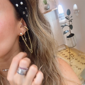 Earcuff perlas y Cadena  y topo