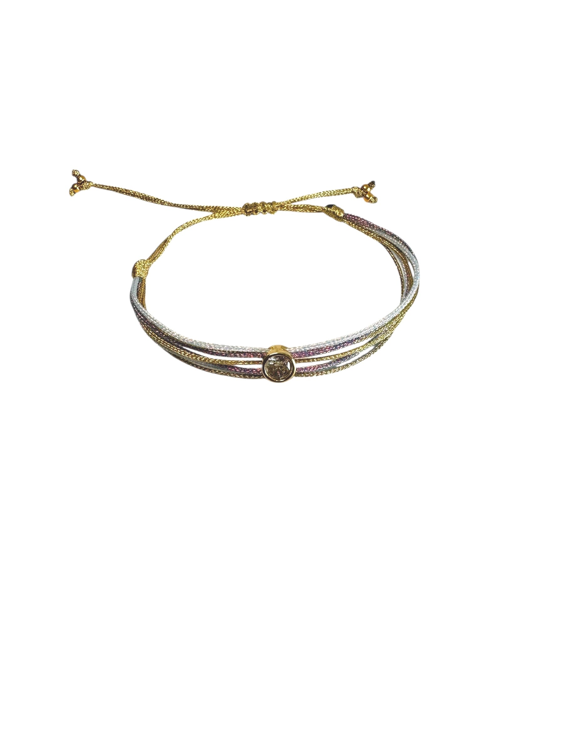 Pulsera hilos dije circon Redondo