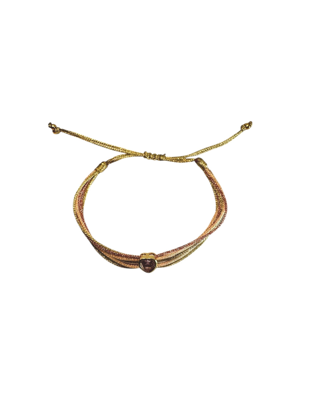 Pulsera Hilos 4 oros  dije circonita corazón