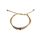 Pulsera Hilos 4 oros  dije circonita corazón